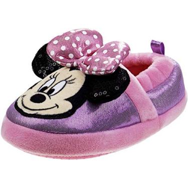 Imagem de Disney Pantufas de pelúcia macias para meninos e meninas – Minnie e Mickey Mouse, Pink Minnie, 11-12 Little Kid