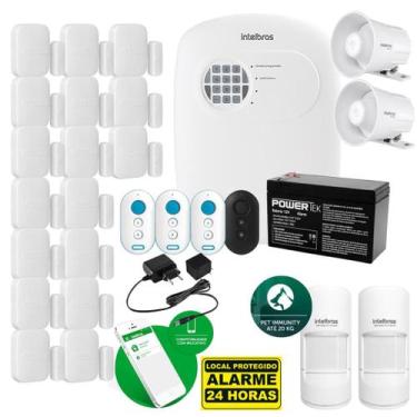 Imagem de Kit Alarme Intelbras C/ Sensores Sf 2 Infra Pet 17 Magnético