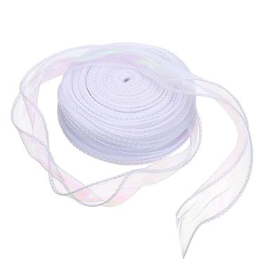 Imagem de Fita de organza iridescente, fita transparente alargada de 4,5 cm, fitas de chiffon para embrulho de presente, fitas decorativas brilhantes para casamento, buquê de noiva, flores, decorações de Dia