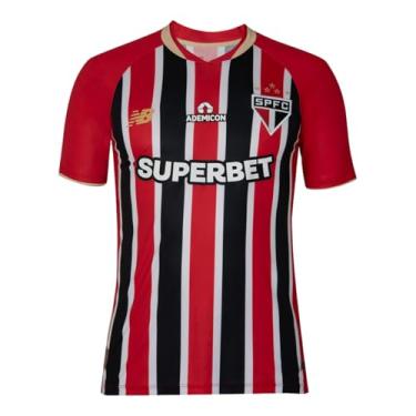 Imagem de Camisa Masculina New Balance Torcedor Away SPFC 2025 C/P, Vermelho/Branco/Preto, P
