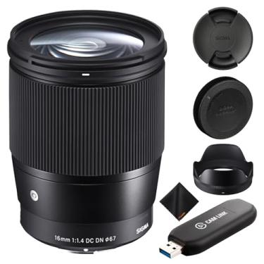 Imagem de Sigma Lente DC DN contemporânea F1.4 de 16 mm para câmera Sony E-Mount APS-C Mirrorless – Lente Prime grande angular profissional com dispositivo de captura HDMI Elgato Cam Link 4K para kit de