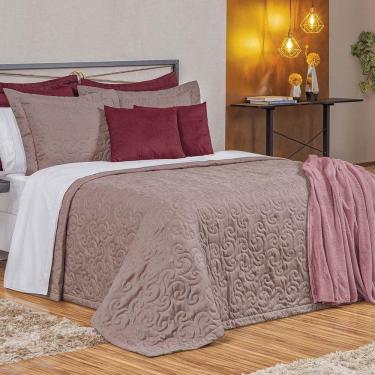 Imagem de Kit Cobre Leito Colcha Mabelle Queen 3 Peças 400 Fios Bordado Rose 100% Poliéster