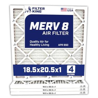 Imagem de Filter King Filtro de ar 18,5 x 20,5 x 1 | Pacote com 4 | Filtros de forno A/C plissados MERV 8 HVAC | Feito nos EUA | Tamanho real: 18,5 x 20,5 x 1,90 cm