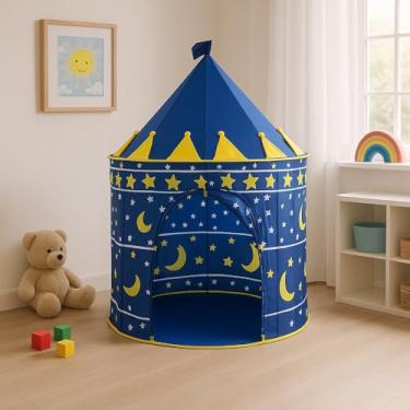 Imagem de Barraca Infantil Castelo Azul Dobrável, em Poliéster, Formato Redondo, Portátil para Brincadeiras Internas e Externas – A partir de 2 Anos