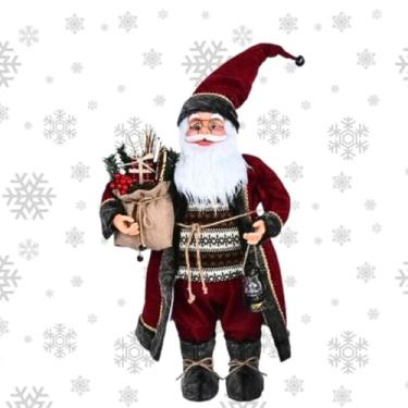 Imagem de Papai Noel Prata Champanhe Luxo 45cm Enfeite de Natal Sofisticado para Decoração de Mesa, Sala e Árvore Natalina