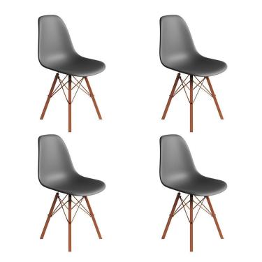 Imagem de Conjunto 4 Cadeiras Eames Estilo Moderno Em Ferro Cobre Com Assento Cinza