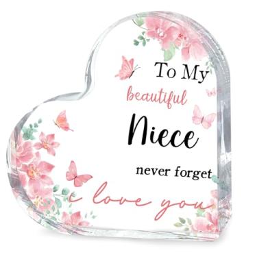 Imagem de Presente exclusivo de sobrinha da tia tia tio - 9 x 10 cm decoração de placa acrílica em forma de coração borboleta - Dia das Mães, Dia dos Namorados, presente de Natal para sobrinha