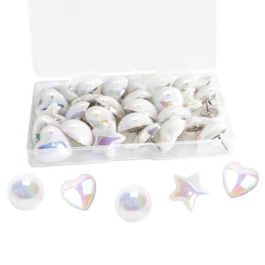 Imagem de Alfinetes brancos, coração, circular e estrela, tachinhas inteligentes, para quadro de avisos, fotos, notas, artesanato DIY, quadro de cortiça macia, reutilizável e fofa decoração de parede