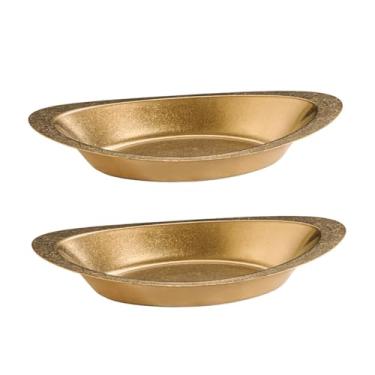 Imagem de Bothyi 2 Tigelas para Arroz com Curry, Salada de Frutas, Pratos Ovais de Metal para Servir Aperitivos, Batatas Fritas, Porções Pequenas, Massas, Jantares e, Ouro