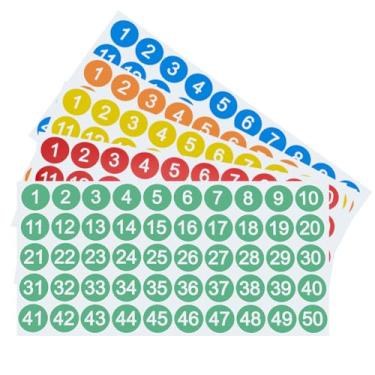 Imagem de SOFPLATE 10 folhas de 2,5 cm adesivos com número pequeno de 1 a 50 etiquetas redondas de papel multicolorido autoadesivo padrão vinil adesivo de armazenamento consecutivo a granel para organização de