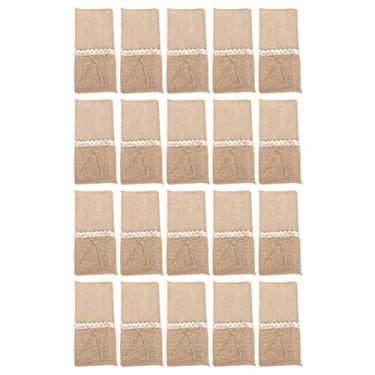 Imagem de Porta-utensílios de serapilheira para utensílios de mesa, sacos de talheres decorados com renda, porta-talheres multiuso para recepções de festas de casamento, eventos temáticos