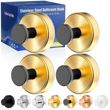 Imagem de Ganchos de ventosa para chuveiro, ganchos de toalha removíveis sem broca, ganchos de sucção fortes atualizados de 6,8 kg para azulejo de banheiro, parede de chuveiro, porta de vidro, bucha de cozinha