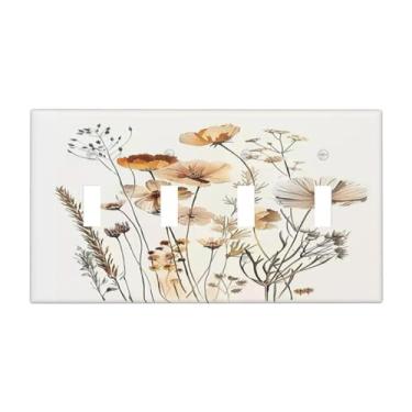 Imagem de DWBGUO Capa decorativa para interruptor com lírios, orquídeas, flores, arranjos florais, placa de parede artística, 4 grupos, exclusivas capas para interruptores de luz quádrupla, placa elétrica para