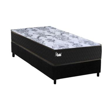 Imagem de Cama Box Solteiro: Colchão Molas Masterpocket Ensacadas Paropas Life Gold + Base Crc Suede Black (88x188)