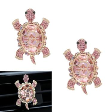 Imagem de Dogary 2 peças de clipe de saída de ar para carro, strass cintilante, 3D, estéreo, tartarugas marinhas, clipes de ventilação de ar condicionado, acessório de enfeite de decoração com tema de praia
