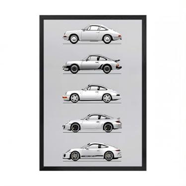 Imagem de Mofesun Pôster de carro esportivo - Arte de parede emoldurada, ideal para decoração de quarto masculino, presente para entusiastas de carros (moldura preta, 30 x 40 cm)