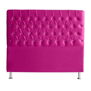 Imagem de Cabeceira De Cama Box Bella Casal 140 Cm Suede Botão Cristal Rosa Pink Eli Móveis E Decoração