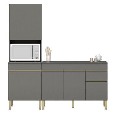 Imagem de Paneleiro E Balcão Gabinete Com Tampo 150cm Lina K02 Gris - Mpozenato