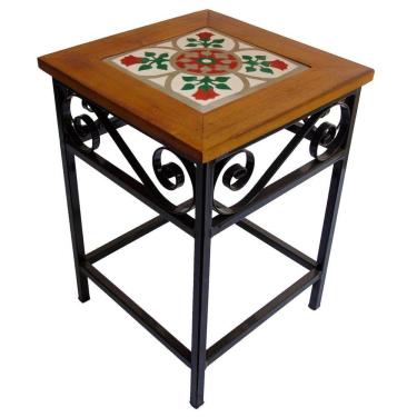 Imagem de Banco De Ferro E Madeira Rústico Com Ladrilho Hidráulico Azulejo Ladrilho B3