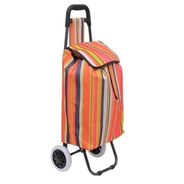 Imagem de Carrinho de compras, carrinho de mercado, reforçado, dobrável, com rodas, capacidade de carga 30 kg. (Listras)