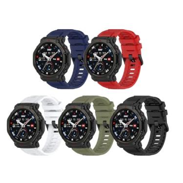 Imagem de ZSZCXD Pulseira de substituição de silicone macio Amazfit T-Rex 3 Pro de 48 mm, largura de 22 mm para smartwatch Amazfit T-Rex 3 Pro