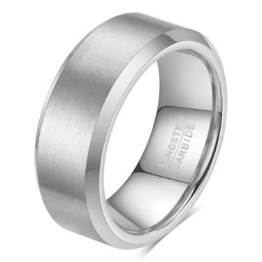 Imagem de MYNENEY Anel de tungstênio 4 mm 6 mm 8 mm superfície fosca anéis de casamento dourado/prata/preto masculino tamanho 5-12, Carboneto de tungstênio, Sem pedra preciosa