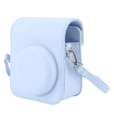 Imagem de Bolsa Estojo Protetor de Couro para Câmer Fujifilm Instax Mini 12, C/Alça de Ombro Ajustável/Removível (Azul)