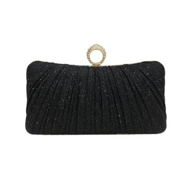 Imagem de SANOVIO Bolsa de noite conversível para mulheres | Bolsa clutch brilhante e transversal | Casamento, eventos formais, Preto