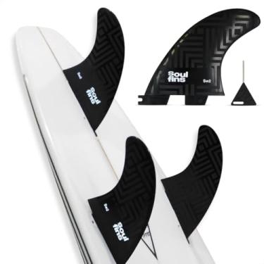 Imagem de Quilha Surf Sw2 Grande Soul Fins Branca Encaixe Fcs2 Triquilha Rígida Surf Jogo Completo Com Chavinha de Quilha e Caixa Qualidade Premium (Preto)