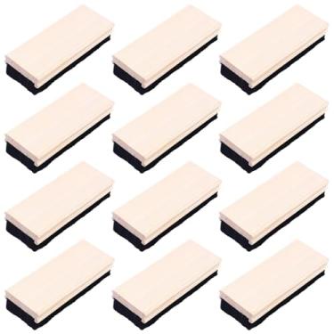 Imagem de Borrachas retangulares para quadro-negro, madeira com feltro preto, pacote com 12, ideal para escritório e sala de aula, fácil de segurar