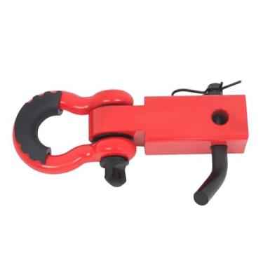 Imagem de labwork Receptor de engate de reboque vermelho de 5 cm com pino de parafuso de 5/20.3 cm e manilha de anel D de 3/10.2 cm, substituição de resistência à ruptura de 20,411 kg para caminhão SUV off-road