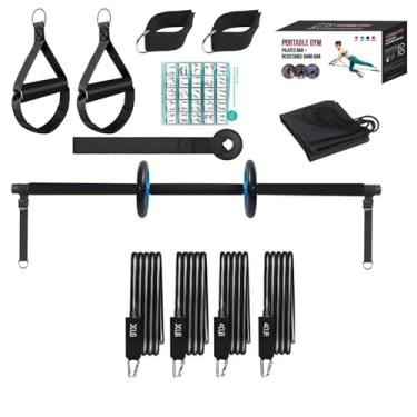 Imagem de Shakven Kit de barra de Pilates para mulheres, Kit de barra de Pilates portátil,Barra elástica de Pilates com faixas de resistência - Ab equipamento de treino portátil casa ginásio pilates bar kit