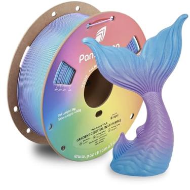 Imagem de Polymaker Filamento de impressão 3D Panchroma Gradient Celestial PLA azul-roxo, 1,75 mm 1 kg, gradiente PLA premium, fácil de imprimir, compatível com AMS, perfeito para estatuetas, modelos de