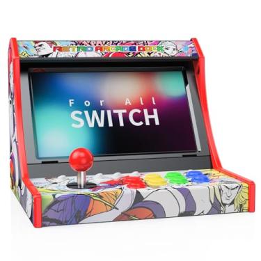 Imagem de Retro Arcade Dock Fight Stick for Nintendo Switch /Switch 2, Classic Home Arcade Cabinet Style Gaming Controller, Retro Design Machine with Joystick and 12 Game Cards, Multicolor Display (No Screen