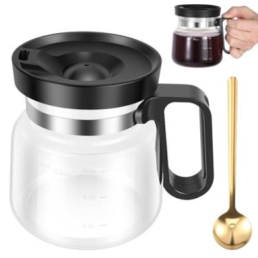 Imagem de Caneca de café de vidro de 473 ml, xícara de café à prova de calor com alça e tampa à prova de derramamento, copo transparente portátil para chás quentes, chocolate, presente de mesa de escritório