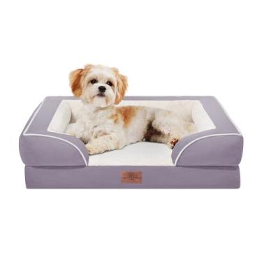 Imagem de Comfort Expression Cama para cães pequenos, impermeável, com espuma ortopédica, sofá-cama confortável para animais de estimação com capa removível lavável e fundo antiderrapante (P, roxo)