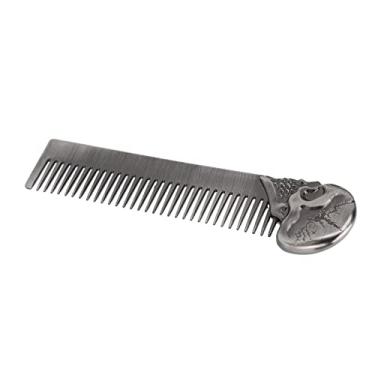 Imagem de Generic Pente de Bolso para Barba, Elegante, Resistente, Liga de Zinco, Leve, Padrão de Caveira, Pente de Metal de Bolso para Uso Diário (Prata)