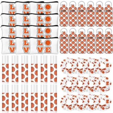 Imagem de Locmeo 48 peças de presentes para equipes esportivas incluem 12 bolsas de maquiagem, 12 peças de elásticos de cabelo, 12 peças de protetor labial, 12 peças de protetor labial para jogadoras de bola,