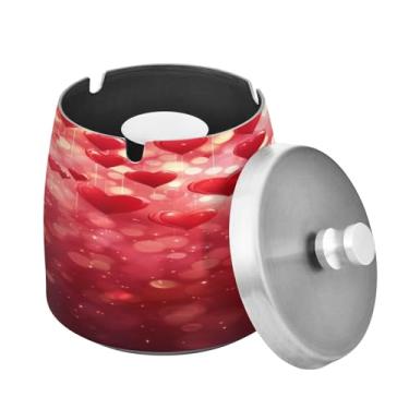 Imagem de Blueangle Cinzeiro de coração para dia dos namorados com tampa para cigarros, à prova de vento/chuva, aço inoxidável, sem fumaça, inodoro, cinzeiro para uso interno ou externo (20)