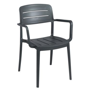 Imagem de Cadeira Tramontina Amélia Em Polipropileno Grafite Com Braços