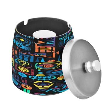 Imagem de Blueangle Cinzeiro de elementos de arte urbana com tampa para cigarros, à prova de vento/chuva, aço inoxidável, sem fumaça, inodoro, cinzeiro para uso interno ou externo (355)