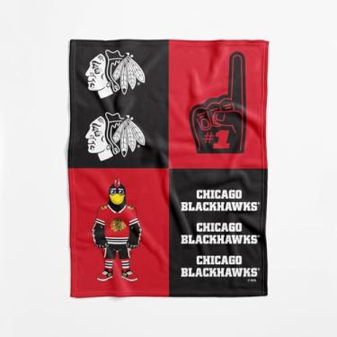 Imagem de Cobertor NHL Chicago Blackhawks oficialmente licenciado para bebê, 101 x 127 cm, poliéster leve e macio, design dominó