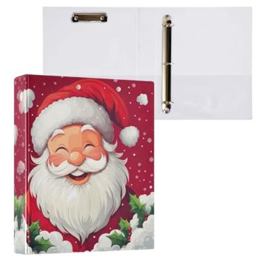 Imagem de Blueangle Fichário vintage de Papai Noel com 3 anéis com prancheta e 2 bolsos - Organizador de documentos decorativos de 3 cm para escritório, suprimentos para reuniões (788)