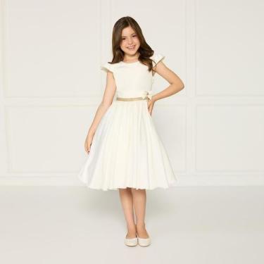 Imagem de Vestido Casual Off White Infantil Daminha Primeira Comunhão - JL Kids,