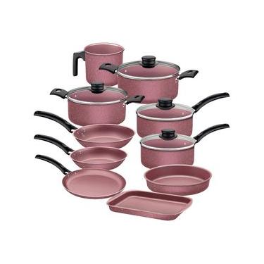 Imagem de Jogo de Panelas Tramontina Turim 10 Peças em Alumínio Antiaderente Starflon Max Rosa