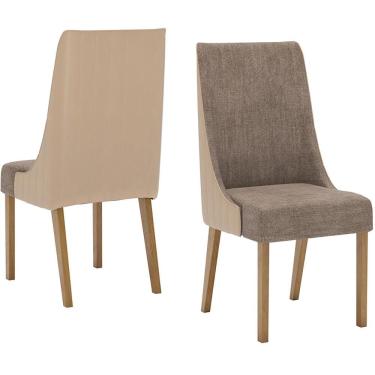 Imagem de Kit 2 Cadeiras Estofadas Ivy Corano Bege Suede Cacao Henn Corano Bege Suede Cacao