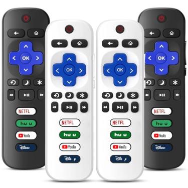 Imagem de Pacote com 4 controles remotos de substituição apenas para Roku TV, compatível com todos os TCL/Hisense/Onn/Sharp/Philips/(não para Roku Stick, caixa ou alto-falante) (Obsidian Black & Glacier White)