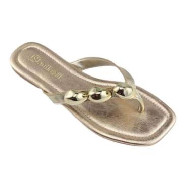 Imagem de Rasteira Santinelli Casual - Feminino - Ouro - 37, Ouro, 37, Feminino