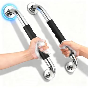 Imagem de Barra de Apoio para Banheiro Idoso, Kit com 2 Unidades de Aço Inox 40cm, barra de apoio para banheiro,​ Barra de Apoio Antiderrapante​, ​Apoio para Banheiro​