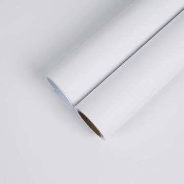 Imagem de CHIHUT Papel de parede branco sólido 30,5 x 254 cm papel de contato branco fosco para quarto banheiro autoadesivo impermeável papel de parede temporário para apartamentos quarto de crianças sala de
